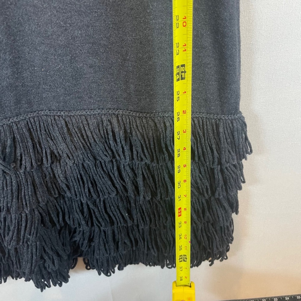 Calvin‎ Klein Womens Charcoal Grey Fringe Tiered Hem Scoop Neck Sweater Dress L - Picture 5 of 7